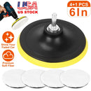 5Pcs 6" Buffing Polishing Pads Car Plush Buffing Waxing Wheels Mop Set with M14 Drill Screw for Car Polisher Drill Adapter