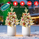 2Pcs Solar Powered Lighted Christmas Tree Urn Filler With Light Artificial Xmas Trees Light with Berries Decor Balls LED Pathway Pine Tree IP44 Waterp