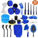 26Pcs Car Detailing Brush Kit Exterior Interior Car Cleaning Set Drill Brush Set Car Buffing Sponge Pads Kit for Cleaning Automobile Interior Exterior