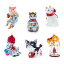 Striped Cat with Scarf Glass Christmas Ornament