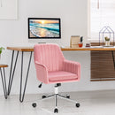 Velvet Accent Office Armchair with Adjustable Swivel and Removable Cushion