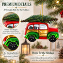 Car Carrying Tree Glass Christmas Ornament