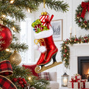 Red Ice Skate Glass Christmas Ornament