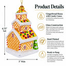Gingerbread House with Candy Canes Glass Christmas Ornament