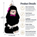 Black Poodle Dog with Faux Fur Glass Christmas Ornament