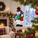Snowman with Black Hat Glass Christmas Ornament
