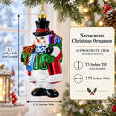 Snowman with Black Hat Glass Christmas Ornament