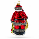 Santa with Toy Sack Glass Christmas Ornament