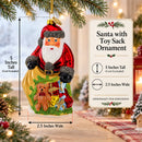 Santa with Toy Sack Glass Christmas Ornament
