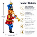 Monkey Nutcracker with Trumpet Glass Christmas Ornament