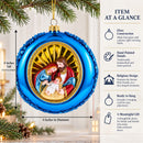 Serene Holy Family on Purple Disc Glass Christmas Ornament