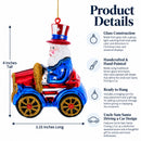 Uncle Sam Santa Driving a Car Glass Christmas Ornament