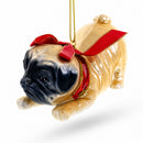 Pug Dog Glass Christmas Ornament