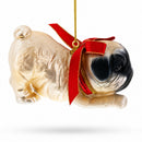 Pug Dog Glass Christmas Ornament