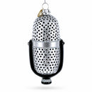 Silver Microphone Glass Christmas Ornament