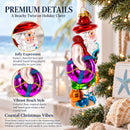 Tropical Diver Santa on the Beach Glass Christmas Ornament