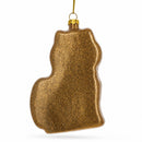 Glittered Gingerbread Cat Holding a Fish Glass Christmas Ornament