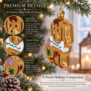 Gingerbread Dog with Bone Glass Christmas Ornament