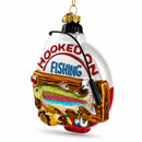 Captivating "Hooked on Fishing" Glass Christmas Ornament
