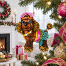 Poodle Glass Christmas Ornament