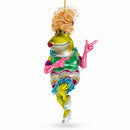 Funky Disco Dancing Frog Glass Christmas Ornament