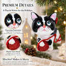 Kitten Entangled with Yarn Ball Glass Christmas Ornament