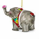 Circus Elephant Trumpeting Glass Christmas Ornament