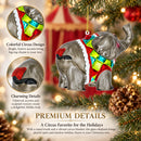 Circus Elephant Trumpeting Glass Christmas Ornament
