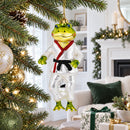 Frog Engaged in Martial Arts Glass Christmas Ornament
