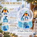 Penguins in the Igloo Dome Glass Christmas Ornament