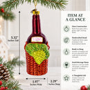 Red Wine Bottle Glass Christmas Ornament