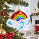 Rainbow Over Clouds Glass Christmas Ornament