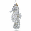 Silver Seahorse Glass Christmas Ornament