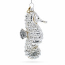 Silver Seahorse Glass Christmas Ornament