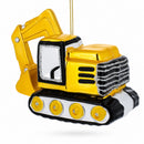 Tracks Excavator Glass Christmas Ornament