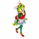 Frog in Dress Dancing Glass Christmas Ornament