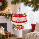 Delightful Snowman Cake Decoration Glass Christmas Ornament