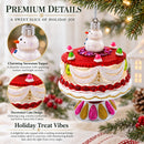Delightful Snowman Cake Decoration Glass Christmas Ornament