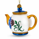 Decorated Teapot Glass Christmas Ornament