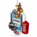 London Attractions, United Kingdom Glass Christmas Ornament