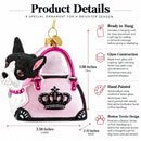 Boston Terrier in Pink Handbag Glass Christmas Ornament