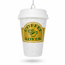 Coffee Lover's Cup Glass Christmas Ornament
