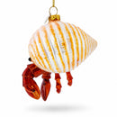 Tropical Orange Hermit Crab Glass Christmas Ornament