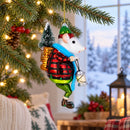 Mouse Carrying Lantern Glass Christmas Ornament