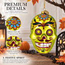 Decorated Skull Glass Christmas Ornament