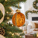Glittered Walnut Glass Christmas Ornament