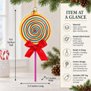 Lollipop on Stick Glass Christmas Ornament