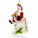 Santa on Music Note Glass Christmas Ornament