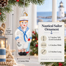Nautical Sailor Glass Christmas Ornament