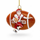 Football Player Glass Christmas Ornament